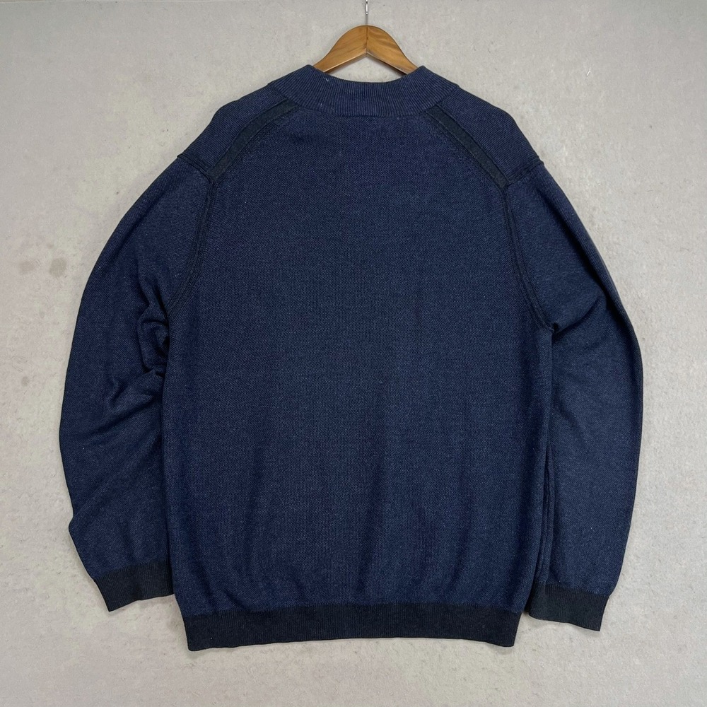 Tommy Bahama Reversible Quarter Zip Pullover Sweater Mens XL Pima Cotton Navy - Picture 3 of 6